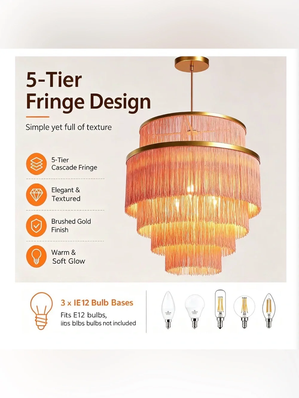 Topaluce Tiered Fringe Chandelier Light